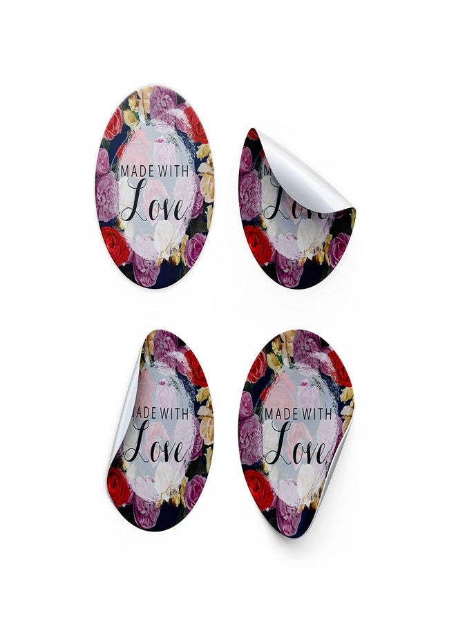 D2C Gift Wrap Round Floral Printed Made with Love Sticker For Gift Wrapping, hand made products, Small Business & corporate Gifts (30) - Image 1